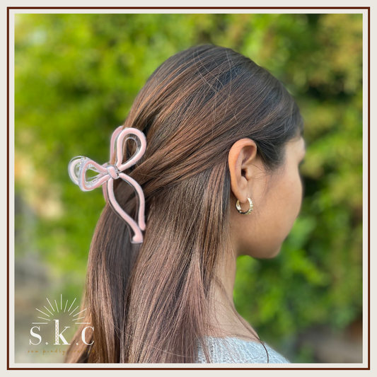 Pink Bow Hair Claw Clip