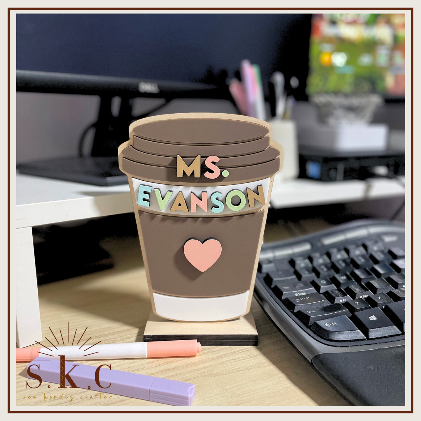 Coffee Cup Teacher Name Plaque