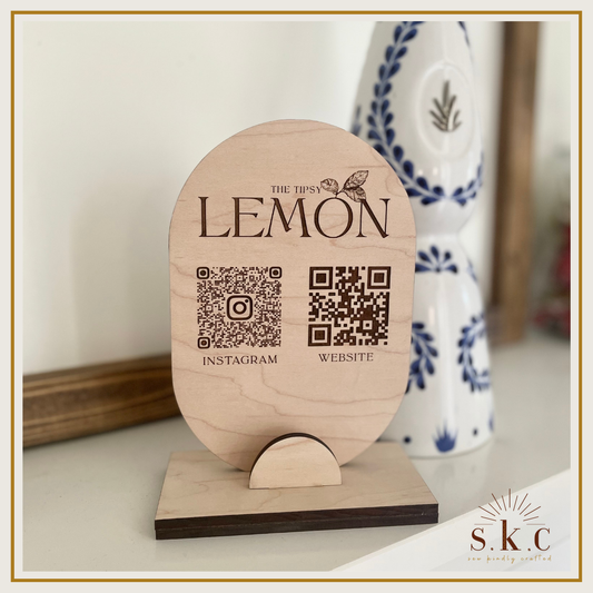 Oblong Business QR Code Sign and Business Card Holder