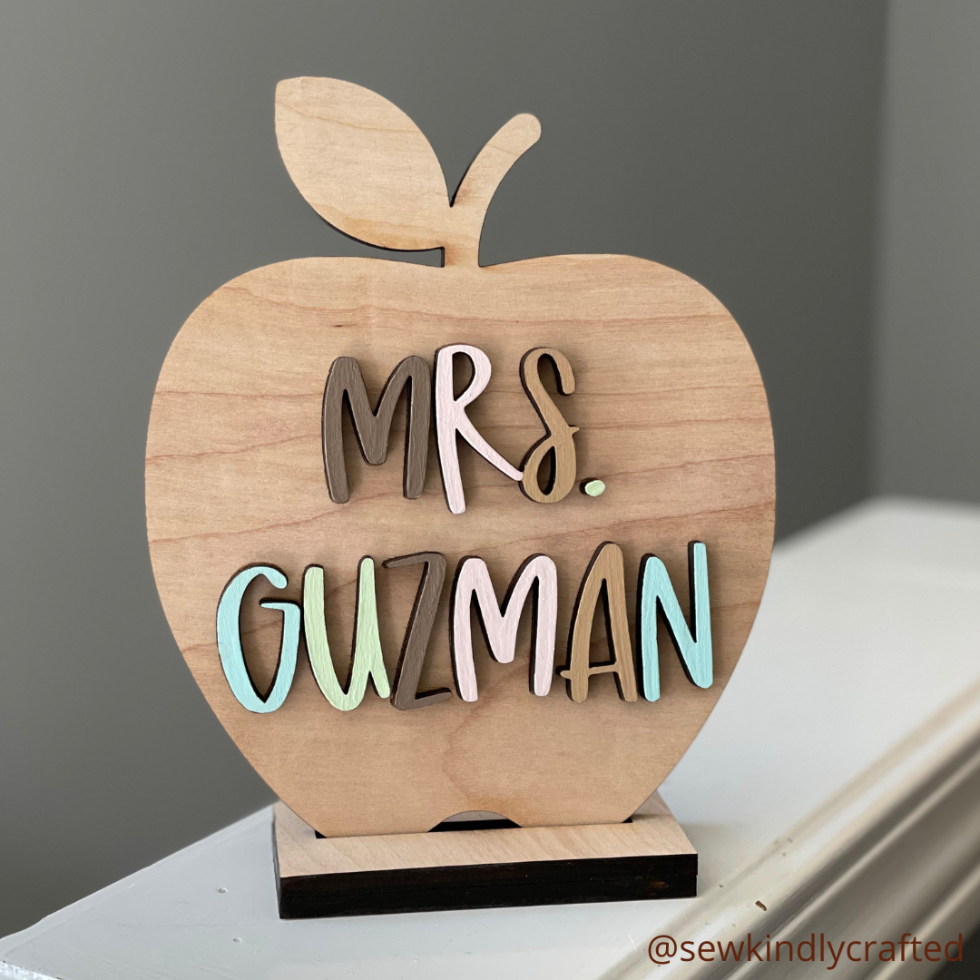 Apple Teacher Name Plaque