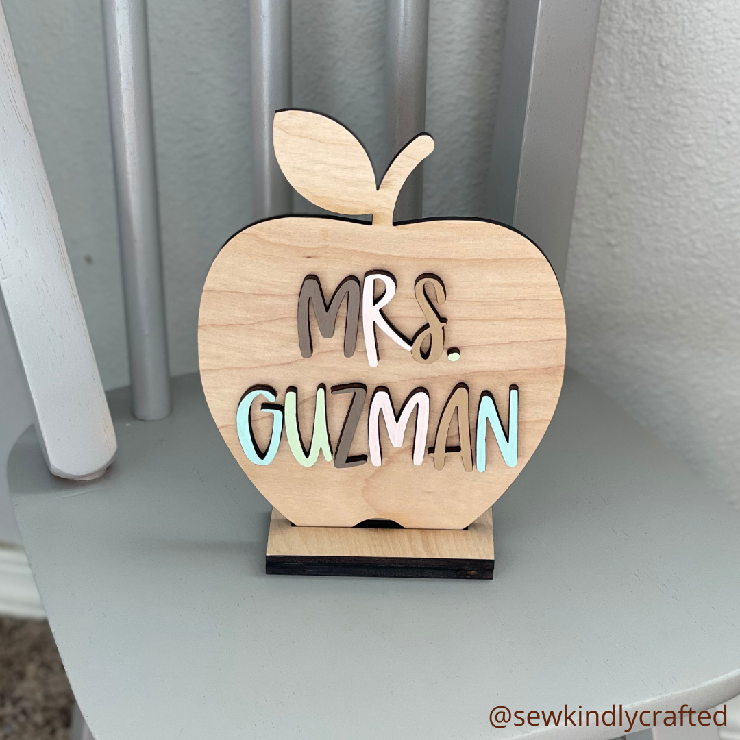 Apple Teacher Name Plaque